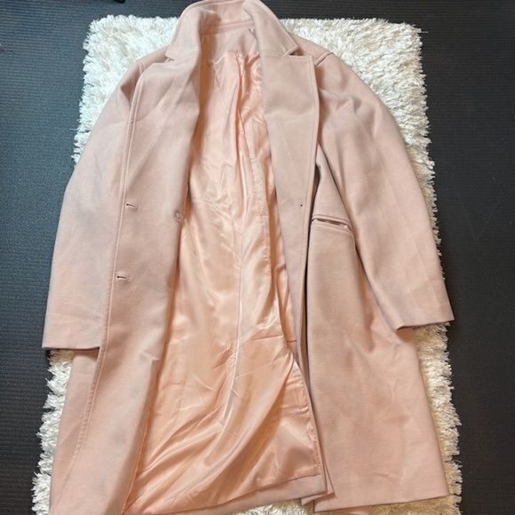 Plus Size Notch Lapel Double-Breasted Light‎ Pink Coat Size XXL - Picture 7 of 8